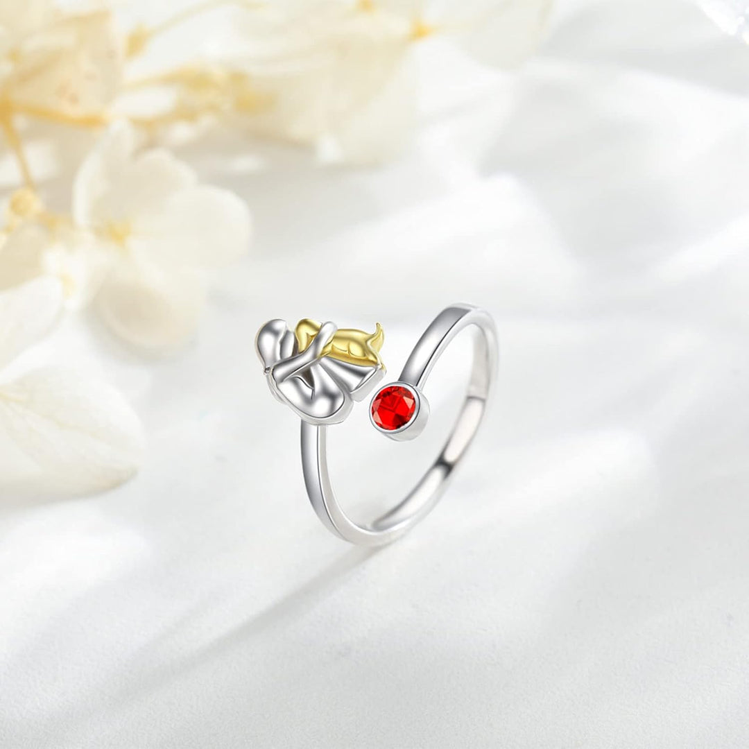 Anello color argento con Cane e Ragazza – Regolabile e Simbolico