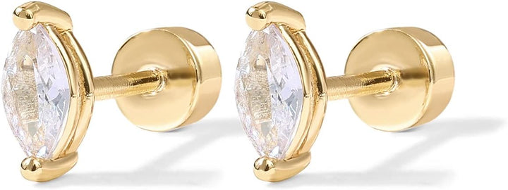 Orecchini a Bottone a Taglio Pear | Oro