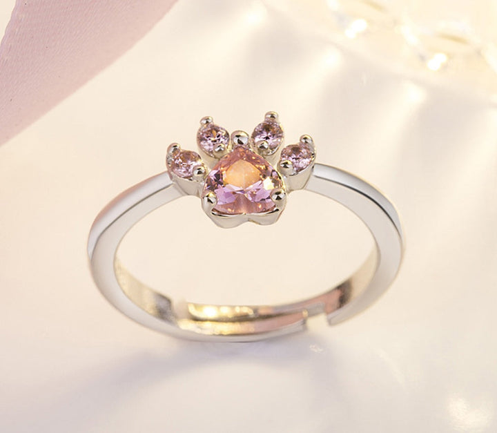 Set di Gioielli con Zampa color oro Rosa – 4 Pezzi con Cuore in Zirconia (Anello, Collana, Orecchini, Bracciale)