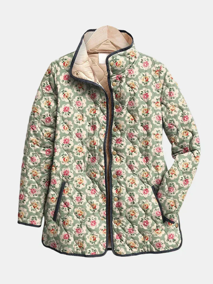 Aveline | Giacca Trapuntata con Stampa Artistica Floreale Vintage