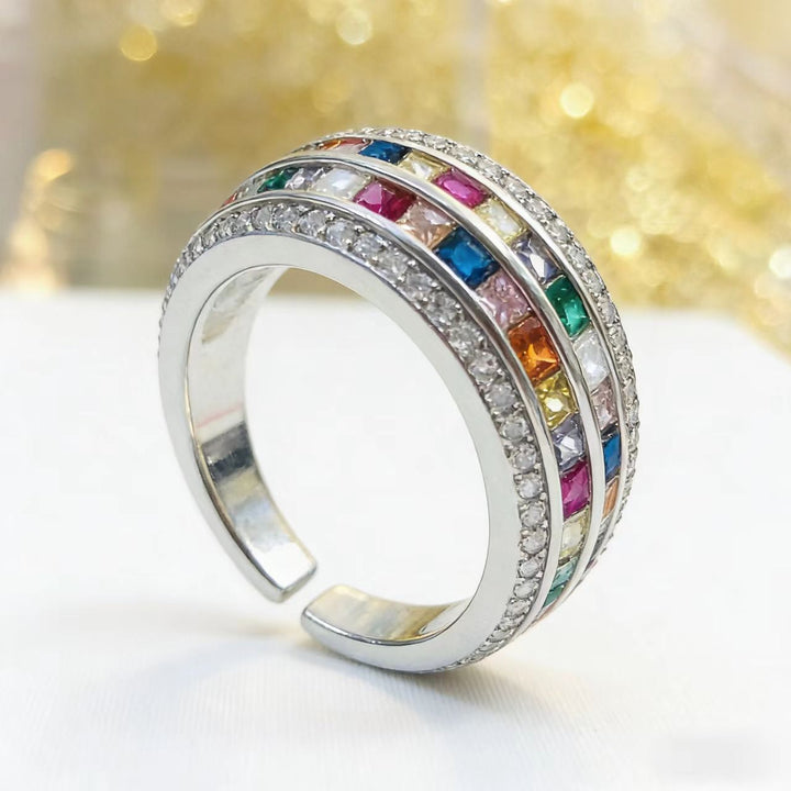 Anello Elegante in Pietra Arcobaleno