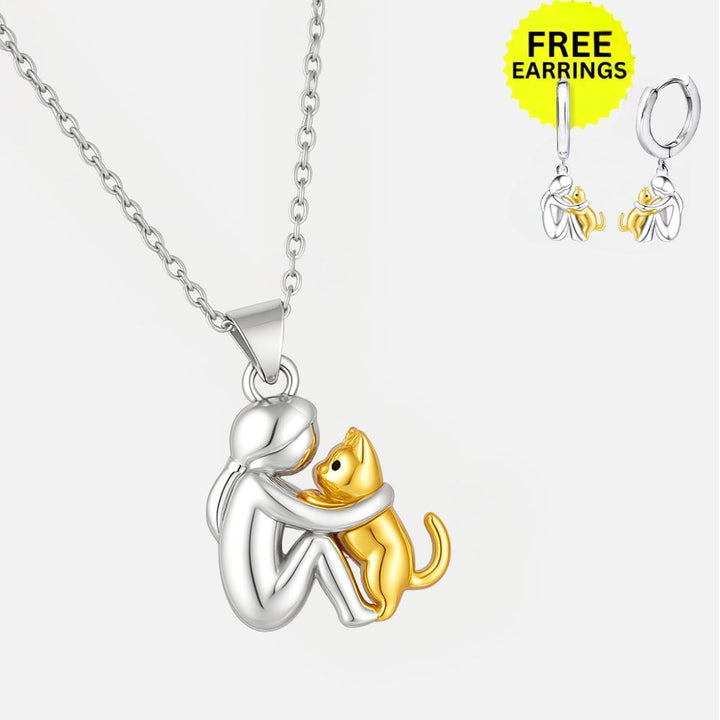 Collana con Ciondolo a Forma di Gatto con Orecchini in Omaggio – Offerta a Tempo Limitato