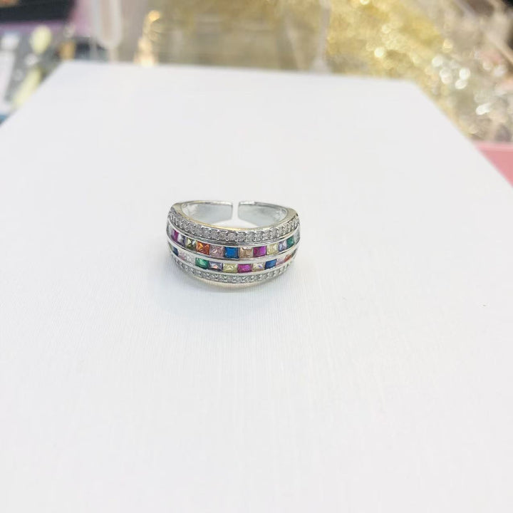 Anello Elegante in Pietra Arcobaleno