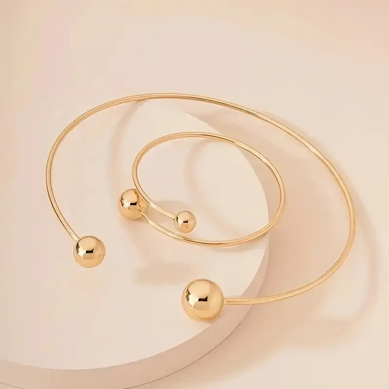 Set di Collare e Bracciale Minimalista Glow | Oro