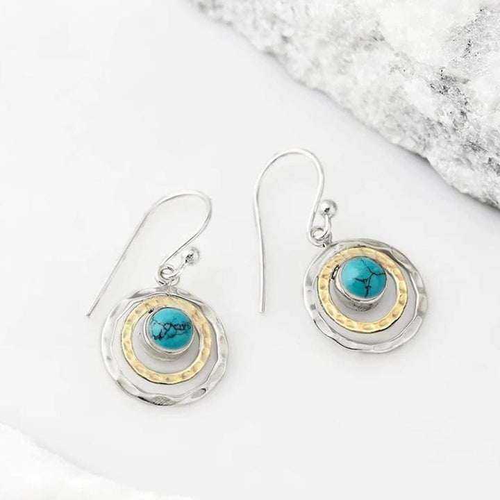 Orecchini Boho Saturno Turchese e color oro