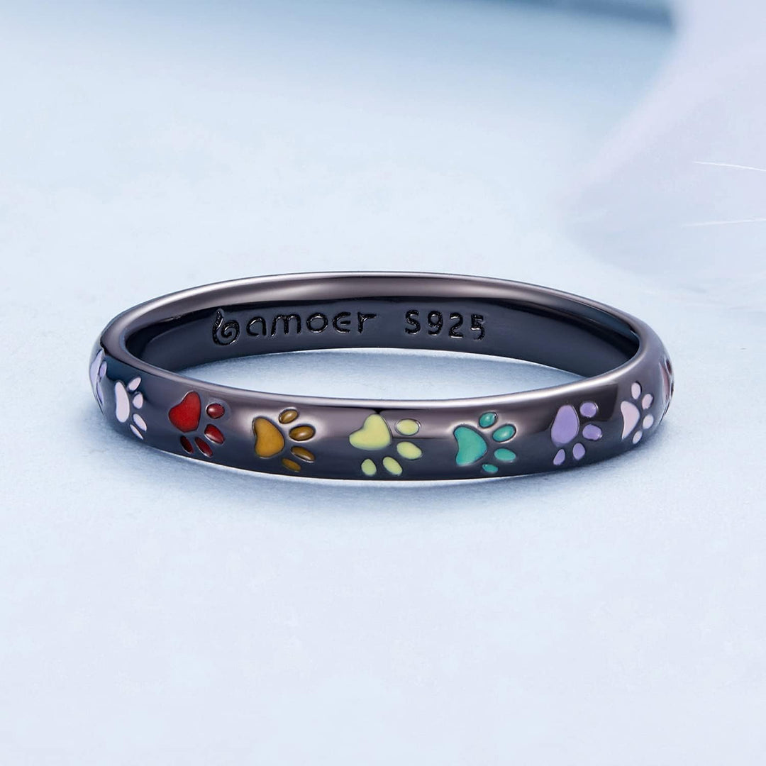 Anello color argento con Design di Zampa