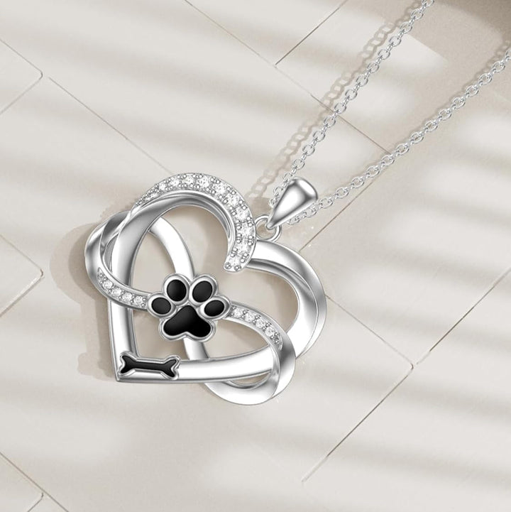 Collana Infinity a Cuore e Zampa color argento con Zirconia