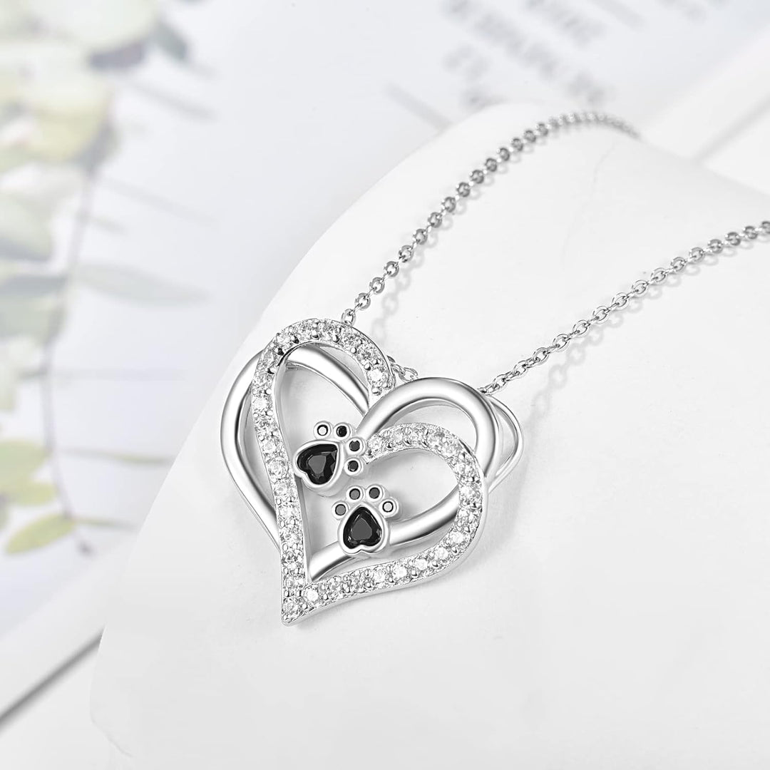 Collana a forma di cuore con impronta di zampa e zirconia