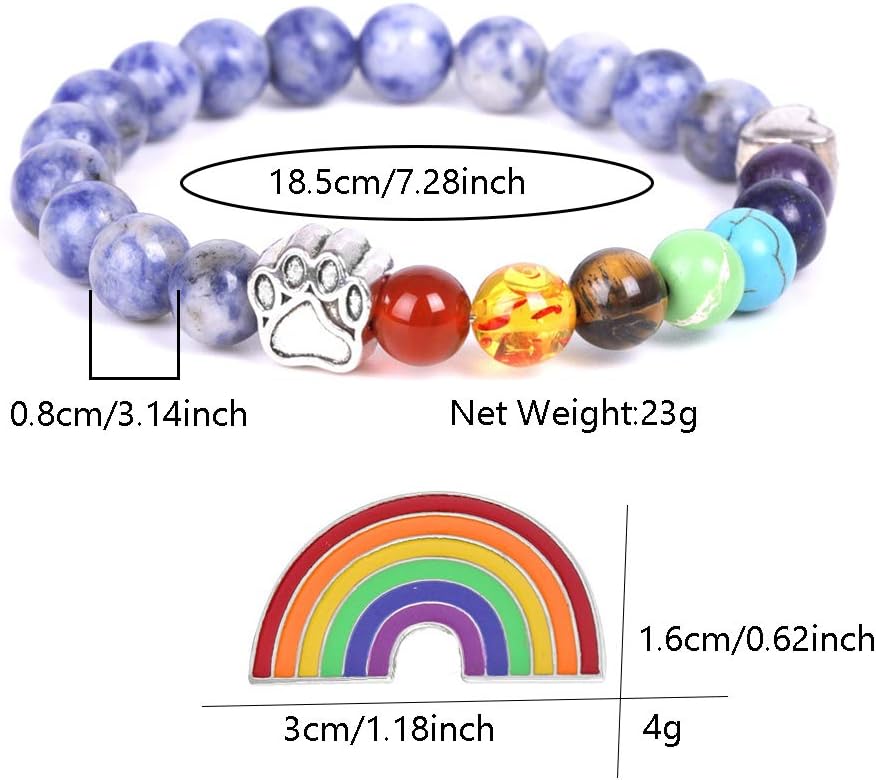 Bracciale Memoriale Ponte Arcobaleno – Regalo con 7 Perle Chakra per la Perdita di un Animale