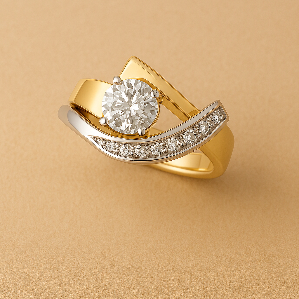 Anello Irregolare color oro e color argento Radiance