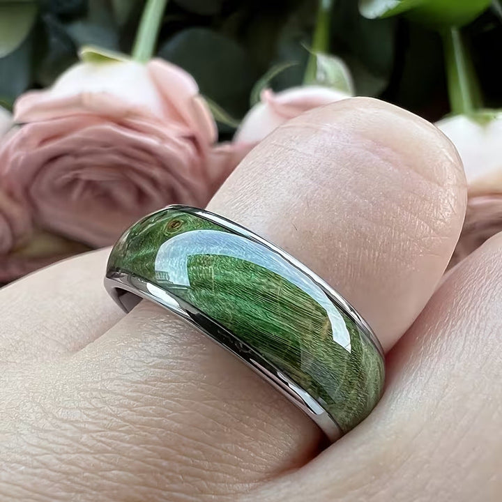 Anello in Legno di Pietra Verde Serenità