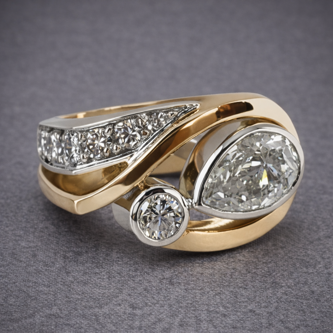 Anello Classico in Zirconia Bi-Colore