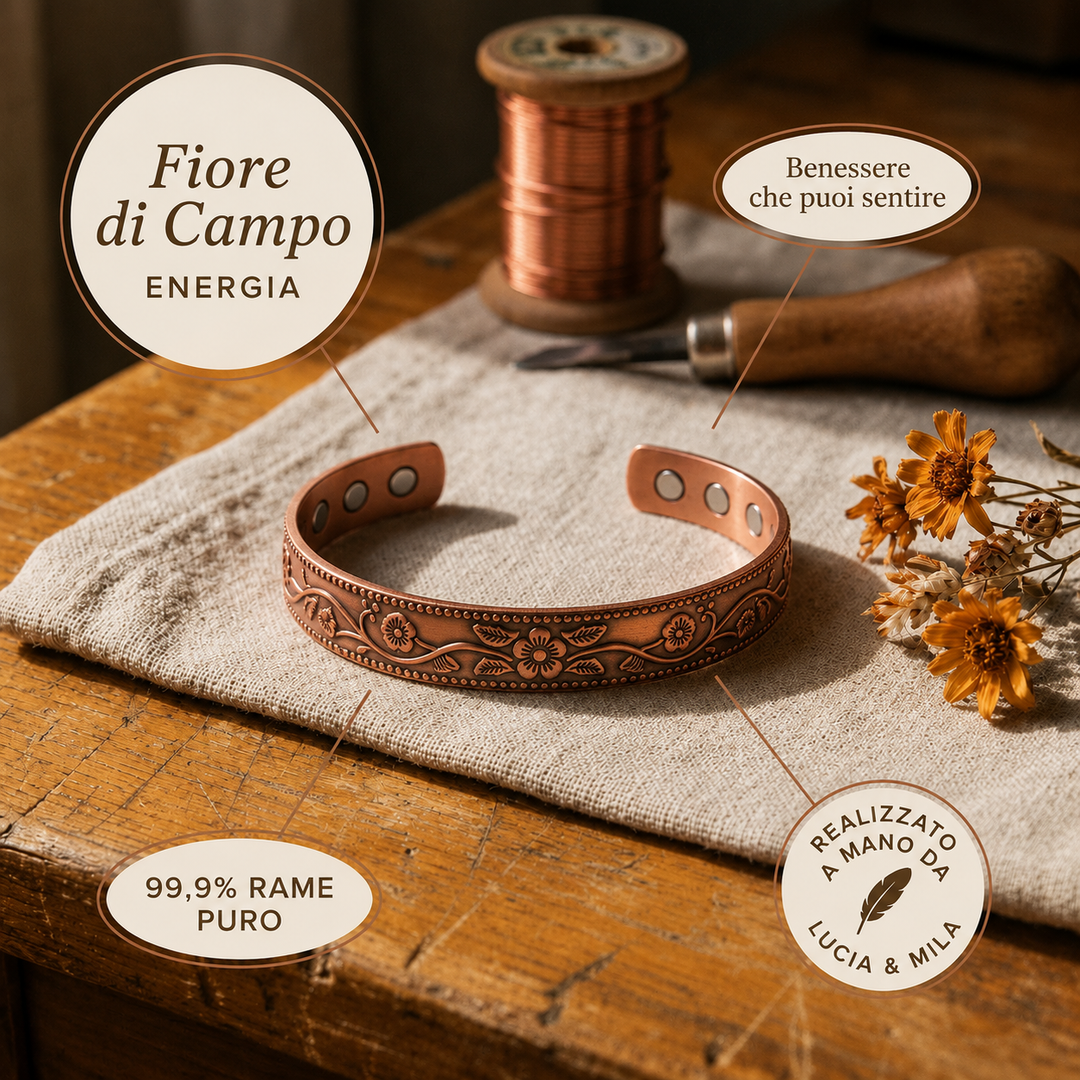 Bracciale in Rame di Lucia & Mila - Fiore di Campo