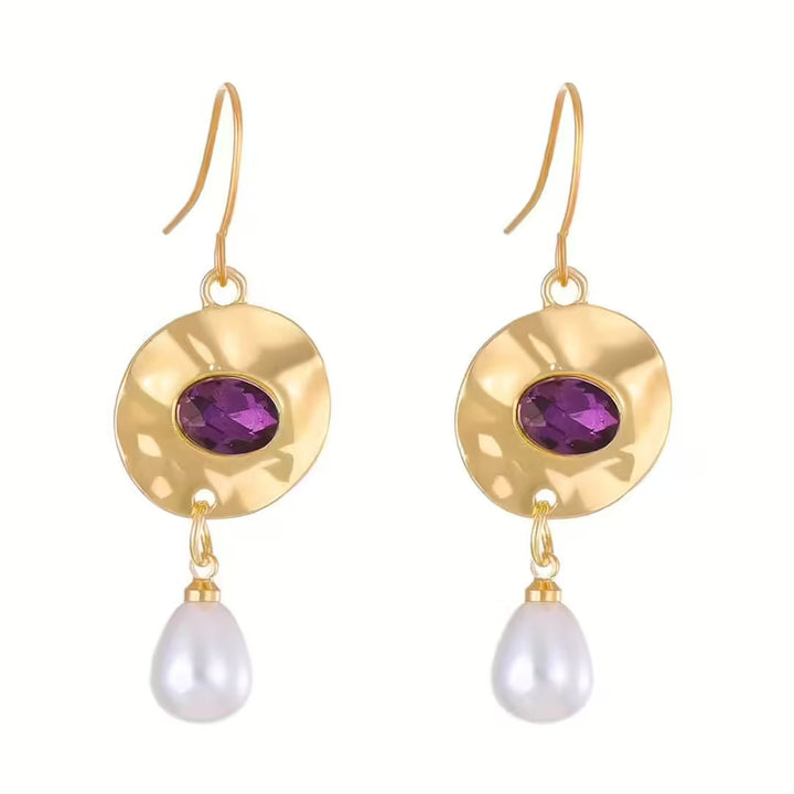 Orecchini in Perla con Zirconia Viola
