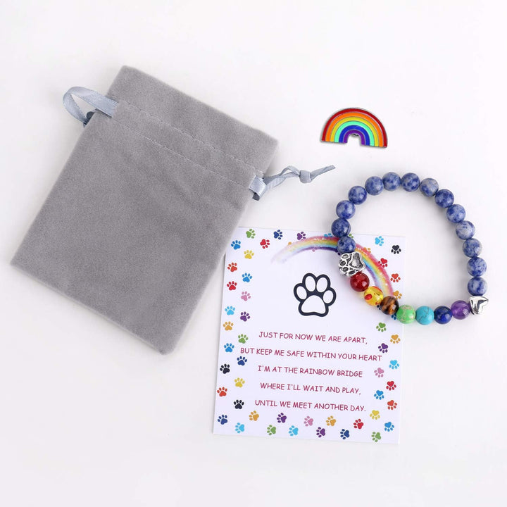 Bracciale Memoriale Ponte Arcobaleno – Regalo con 7 Perle Chakra per la Perdita di un Animale