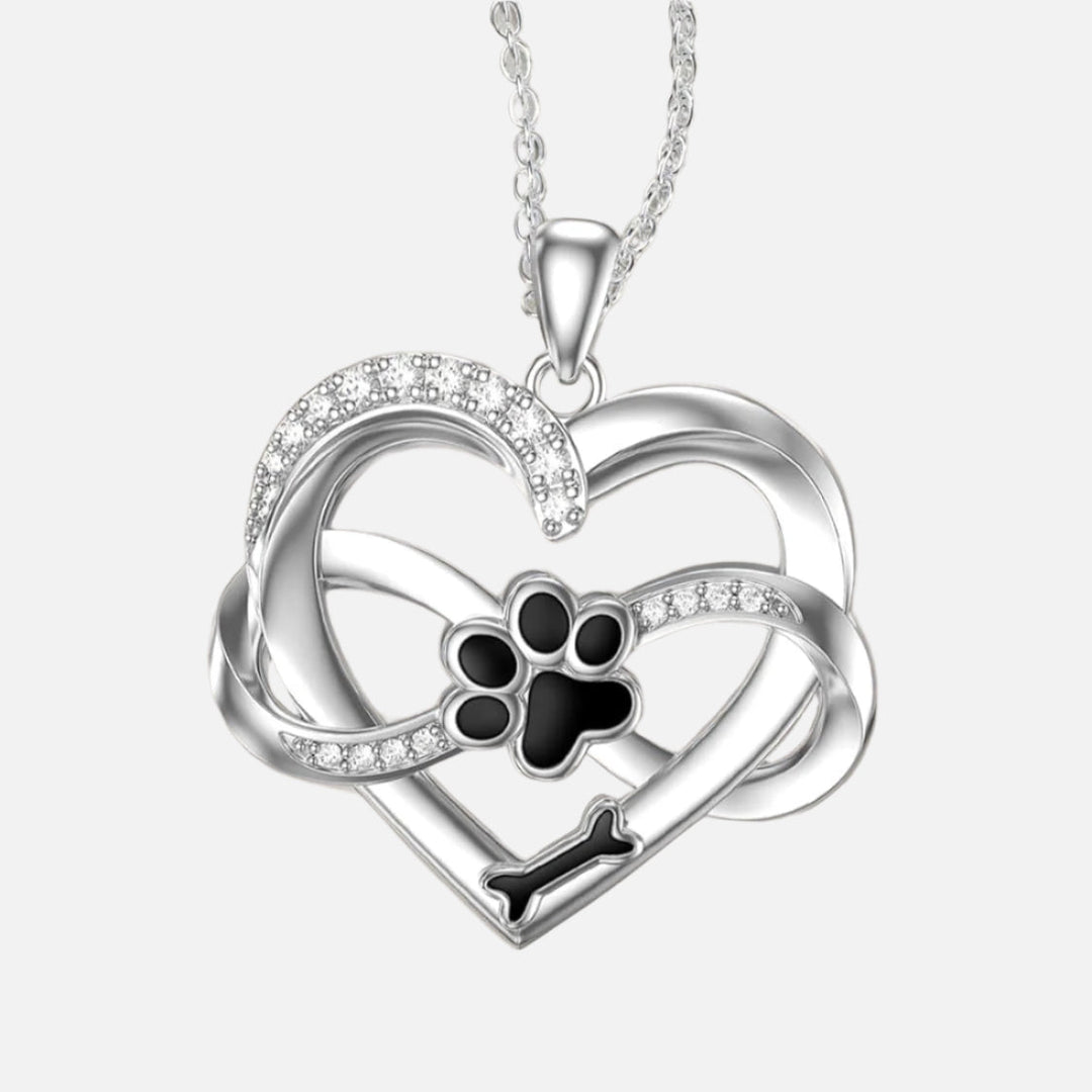 Collana Infinity a Cuore e Zampa color argento con Zirconia