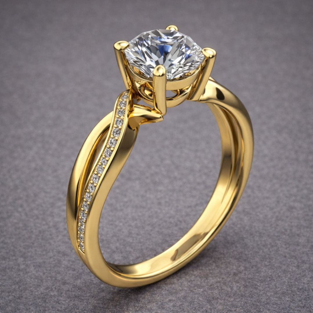 Anello Solitario color oro Elegante