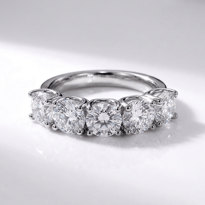 ANELLO ROTONDO ARGENTO CINQUE DIAMANTI