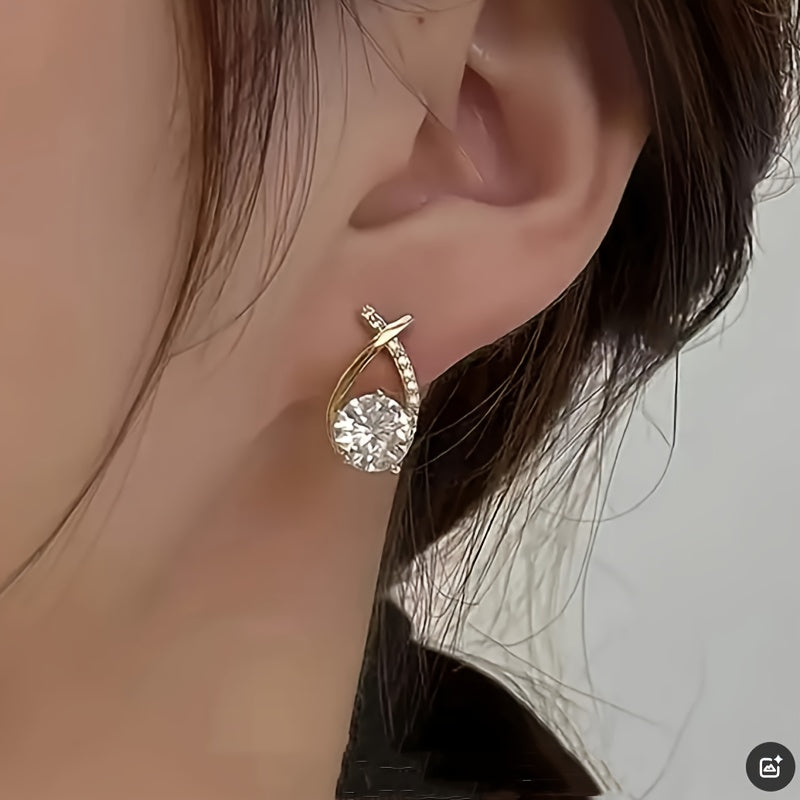 Orecchini D'Oro Con Croce E Zirconia