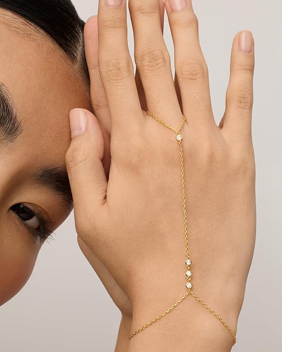 Bracciale a mano con perline | Oro