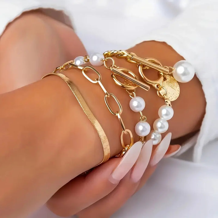 Set di Braccialetti di Perle Stratificate di Lusso