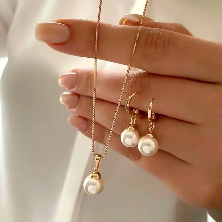 Set di Gioielli in Perle Golden Grace | Oro