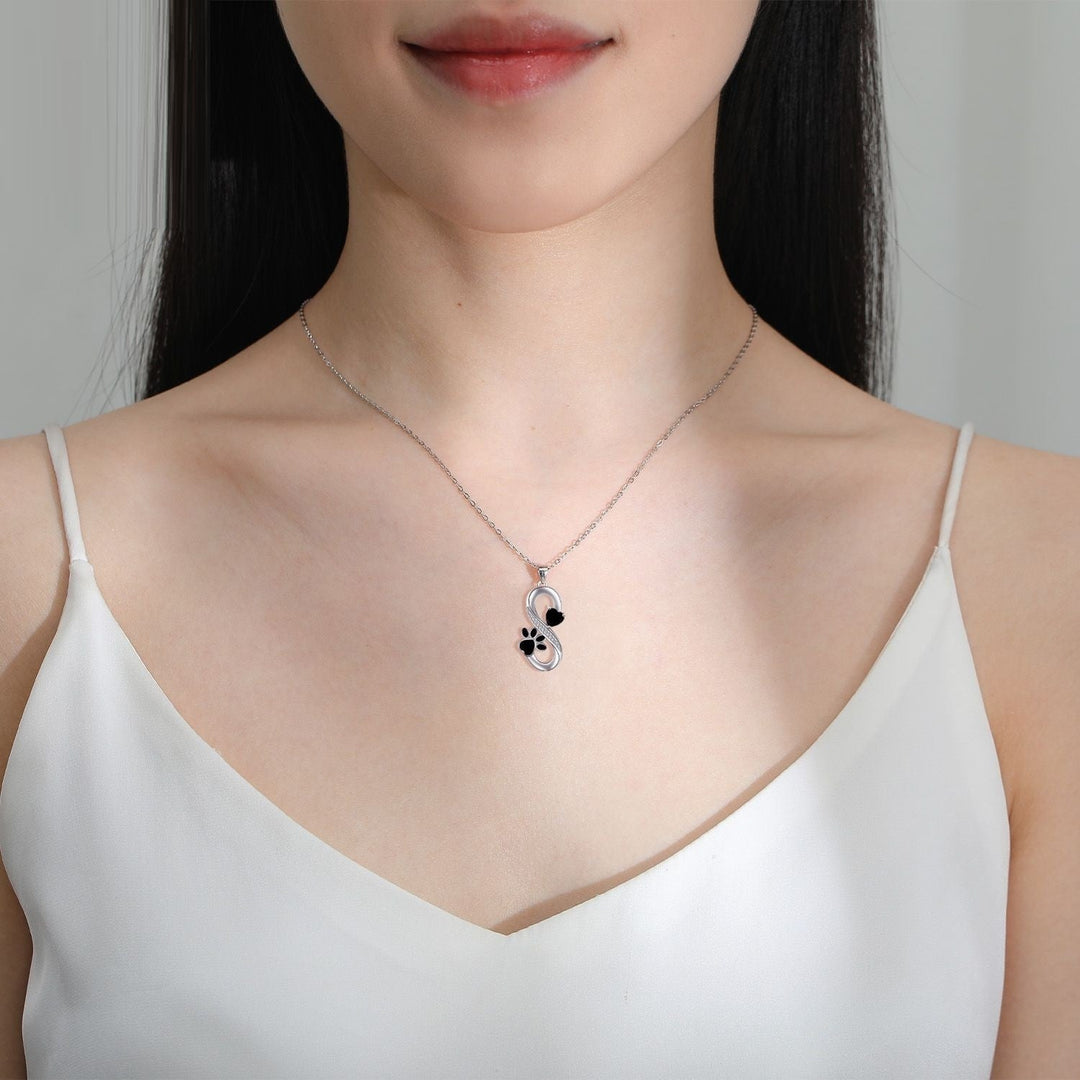 Collana Simbolo Infinito con Cuori e Impronta di Zampa
