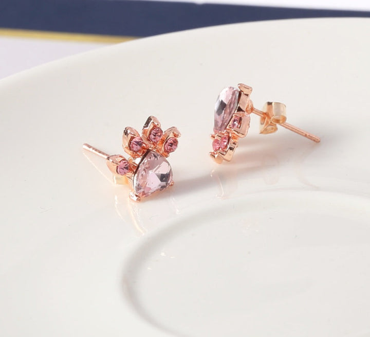 Set di Gioielli con Zampa color oro Rosa – 4 Pezzi con Cuore in Zirconia (Anello, Collana, Orecchini, Bracciale)