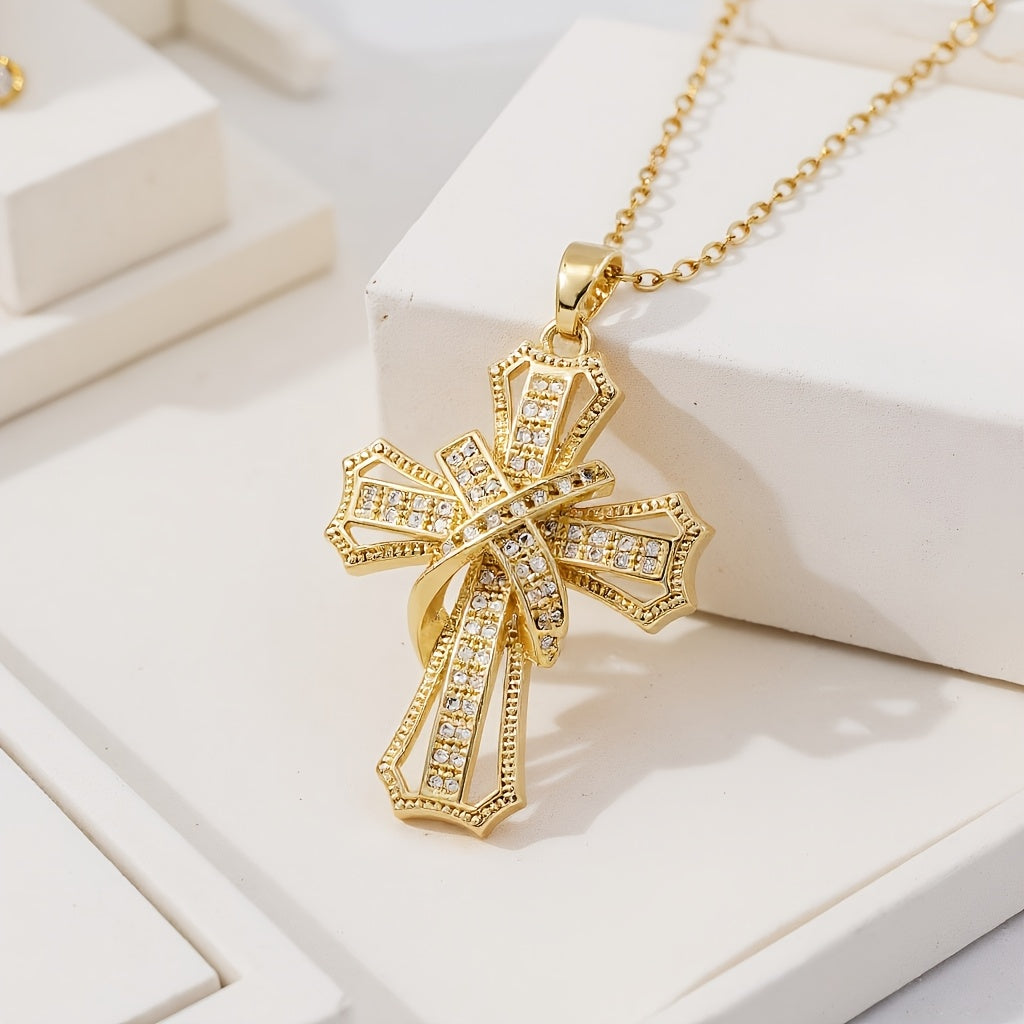Collana con pendente a croce radiante | Oro