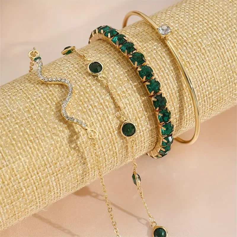 Set di Bracciali Pietra Verde Puro | Oro
