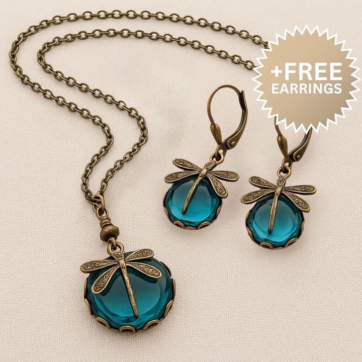 Bellissimo Collana Vintage a Forma di Libellula con Orecchini Bonus – Offerta a Tempo Limitato