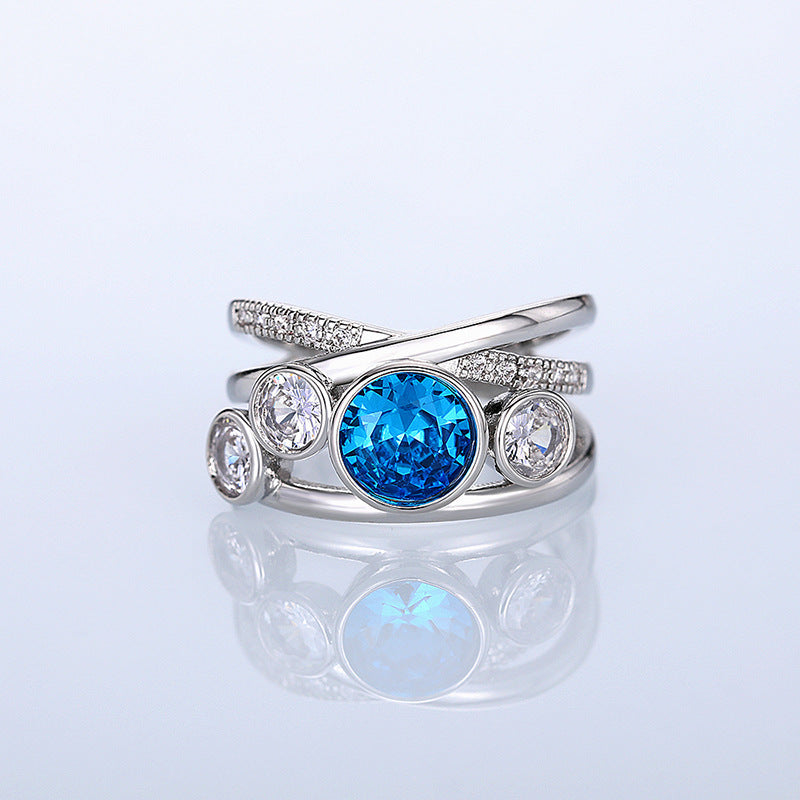 Anello Dichiarativo in Pietra Blu Argento