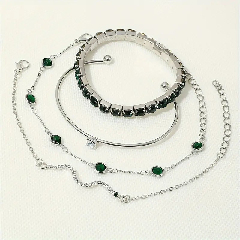 Set di Bracciali in Pietra Verde Puro