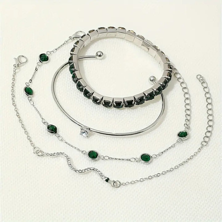 Set di Bracciali in Pietra Verde Puro