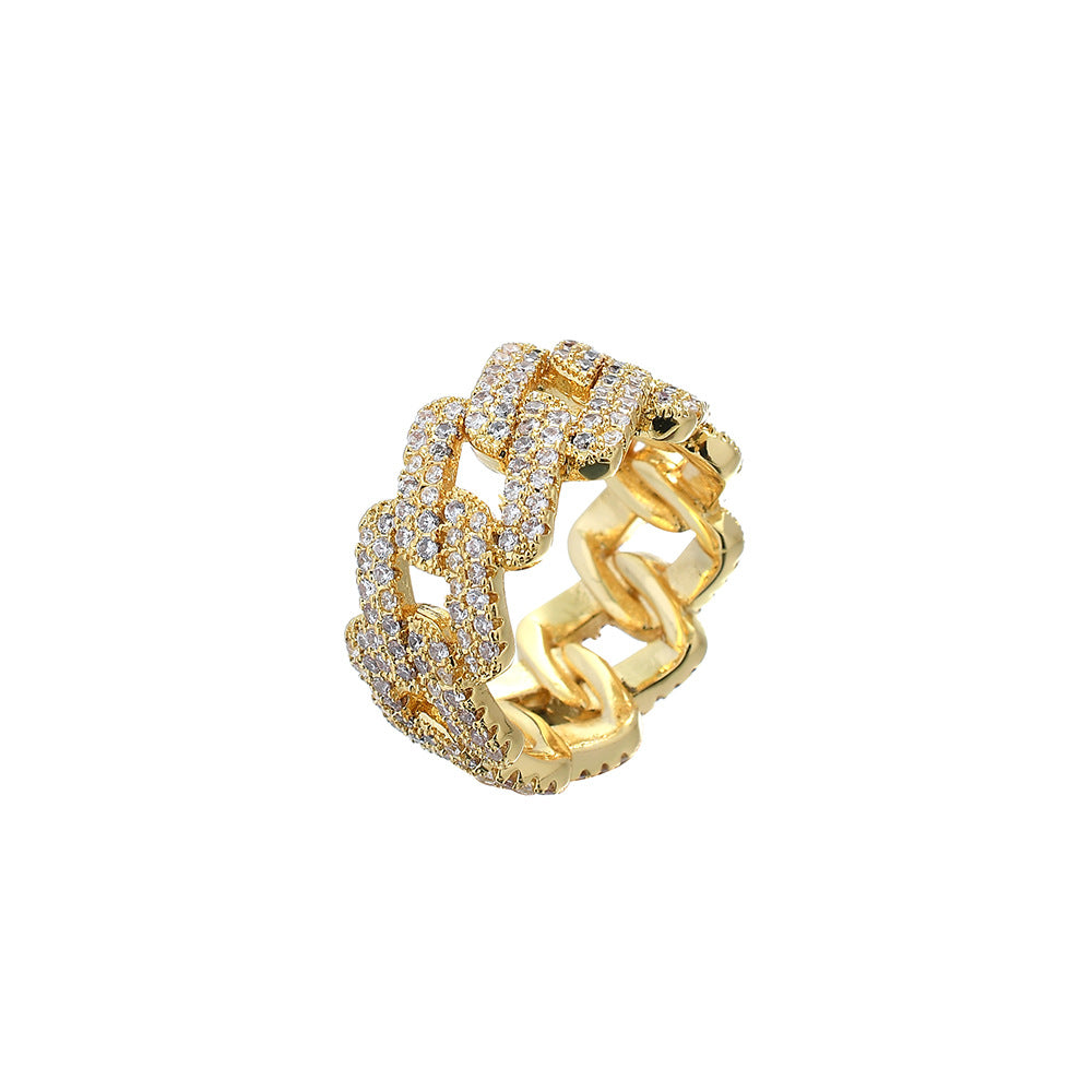 Anello Elegante Incastonato in Zirconia Oro e Argento