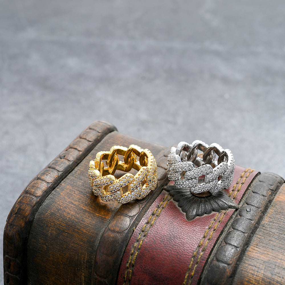 Anello Elegante Incastonato in Zirconia Oro e Argento