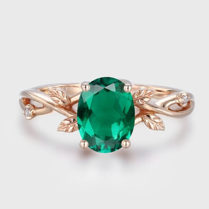 ANELLO CON FOGLIA EMERALD color oro ROSA