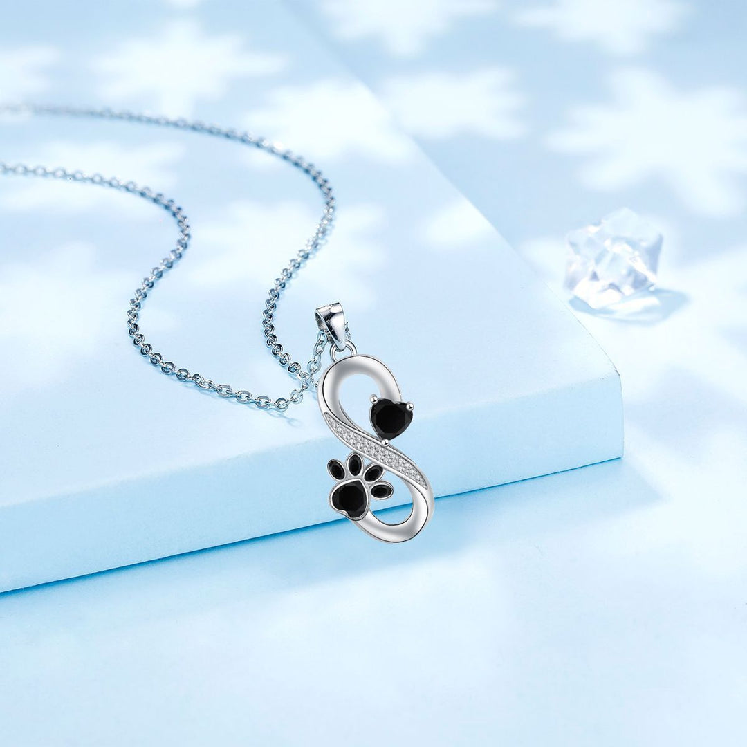 Collana Simbolo Infinito con Cuori e Impronta di Zampa