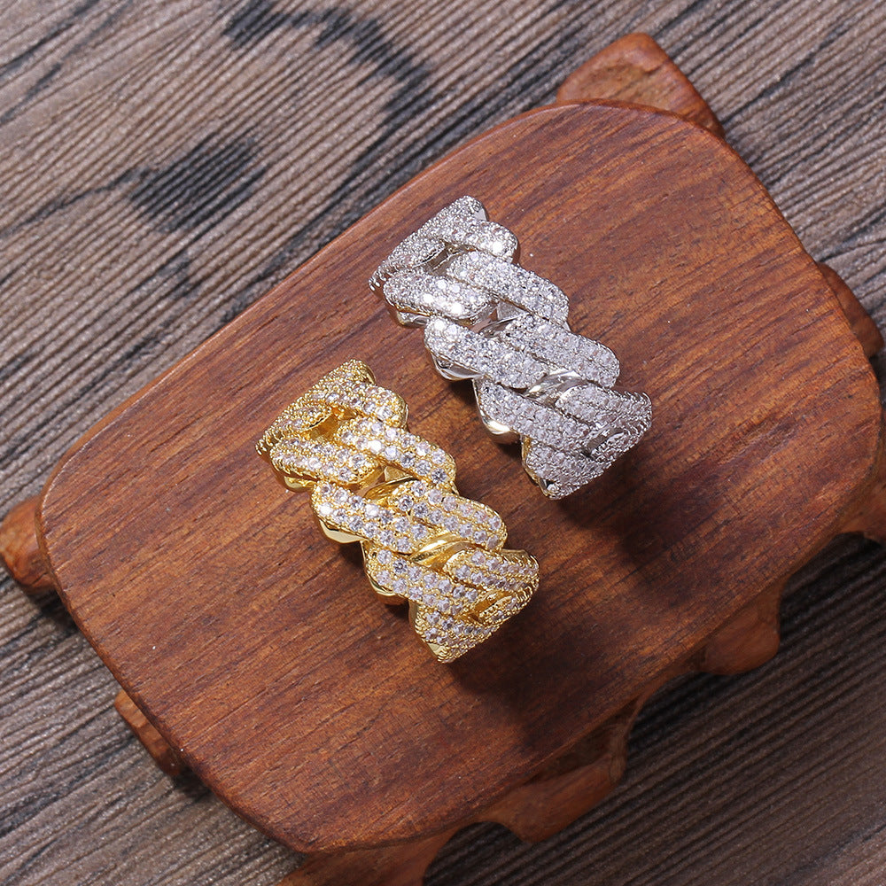 Anello Elegante Incastonato in Zirconia Oro e Argento