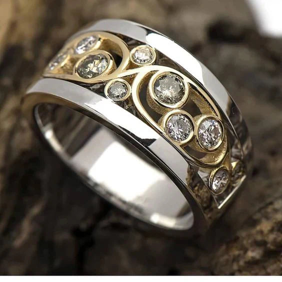 Anello Vintage Ivy Zirconia Oro e color argento