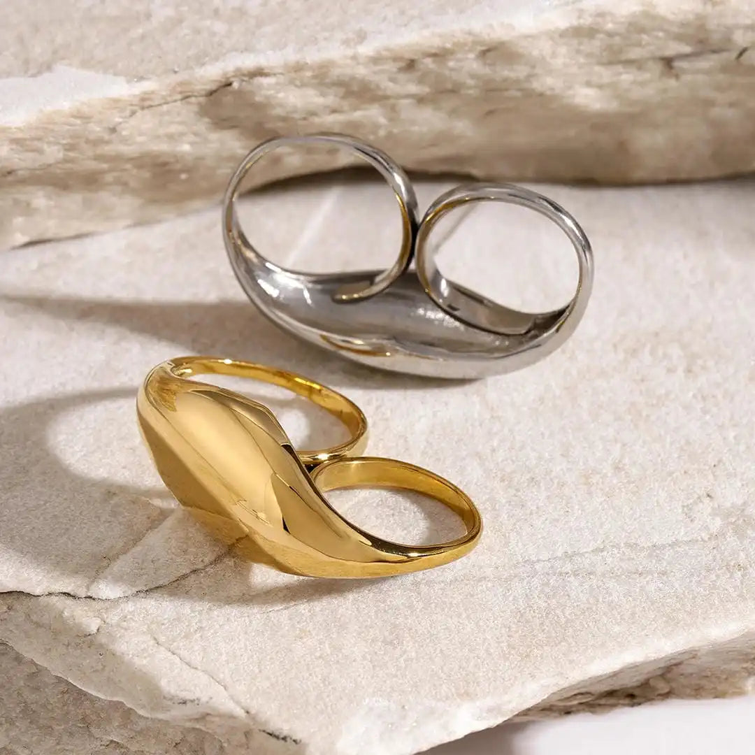 Anello Doppio color oro Senza Tempo