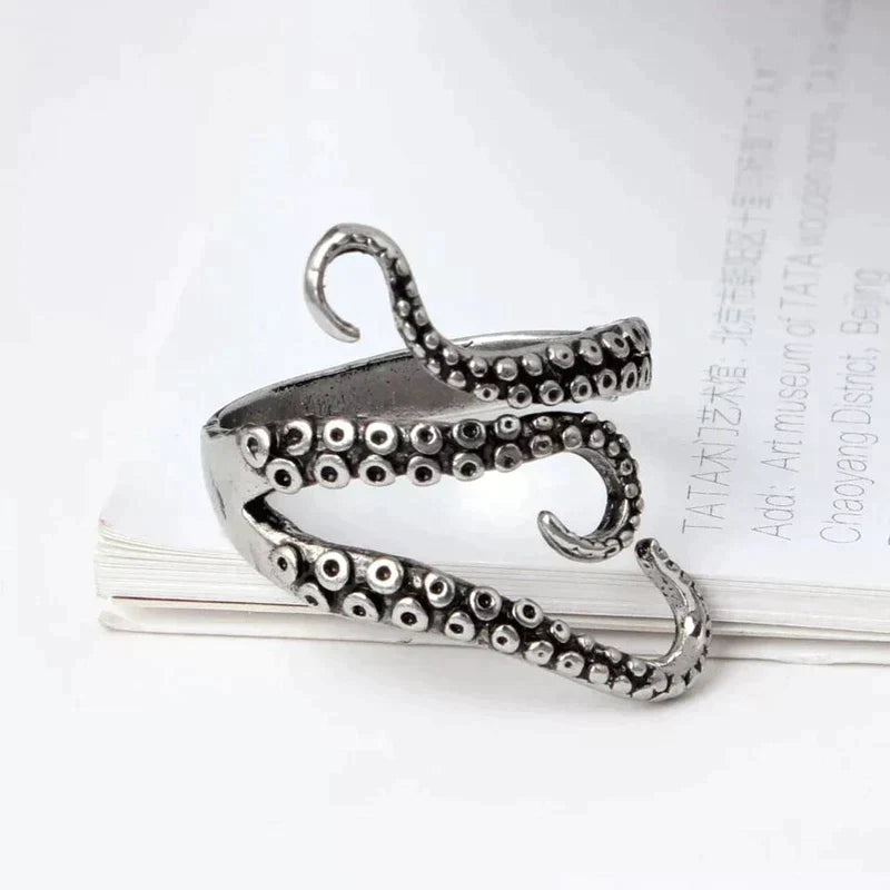 Anello Regolabile color argento con Tentacoli