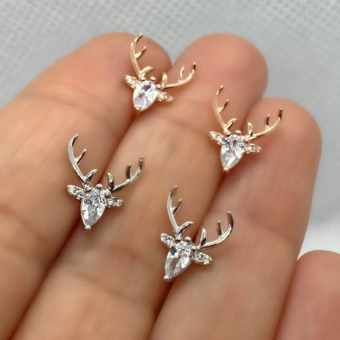 Orecchini a Corna con Zircone Trasparente