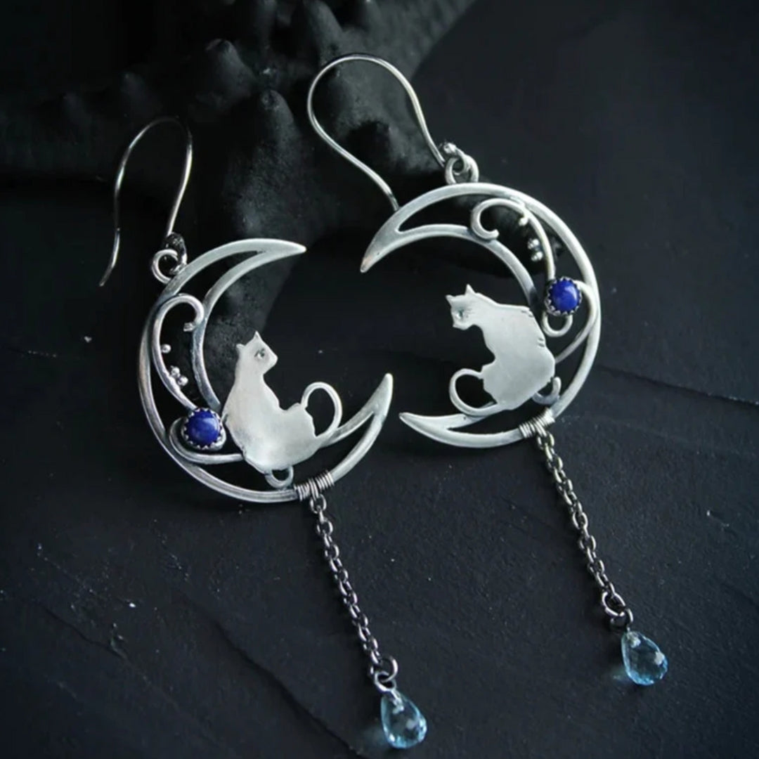 Orecchini Boho in Zirconia Blu color argento