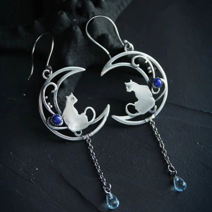 Orecchini Boho in Zirconia Blu color argento