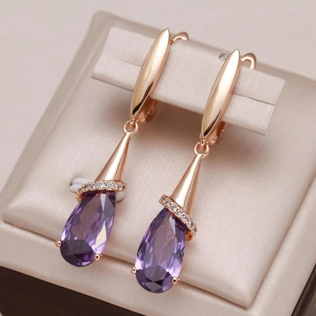 Orecchini in Zirconia Viola color oro