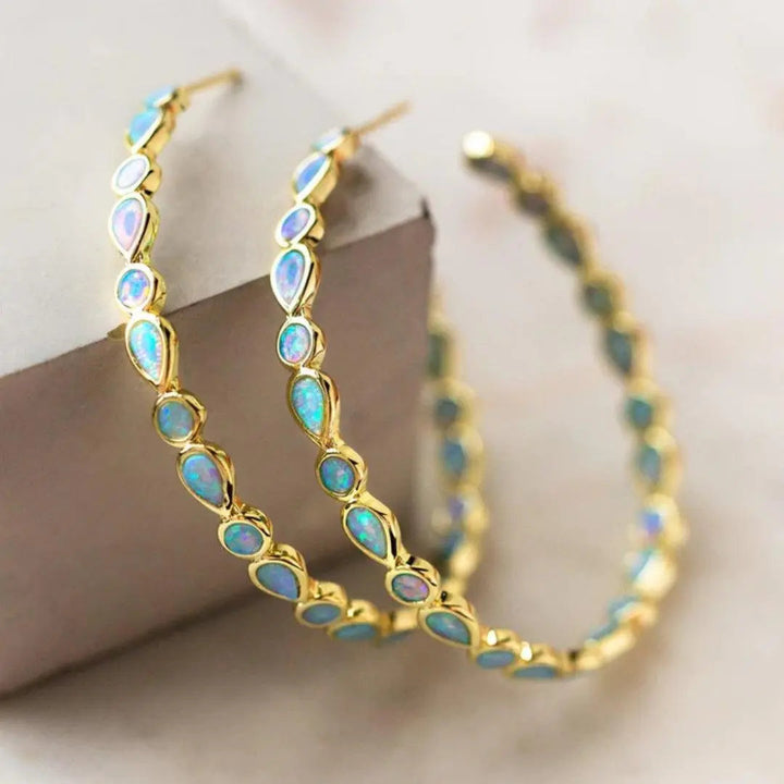 Orecchini Vintage in Opale Blu e color oro