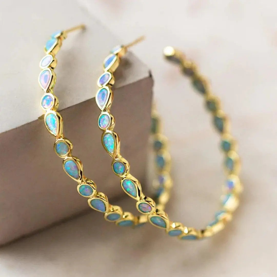 Orecchini Vintage in Opale Blu e color oro