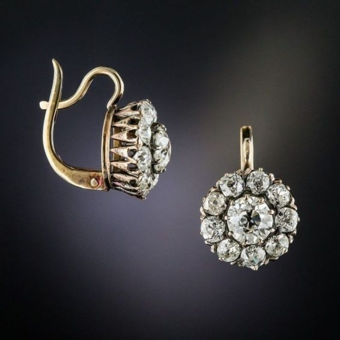 Orecchini color oro con Gemme Intarsiate Vintage
