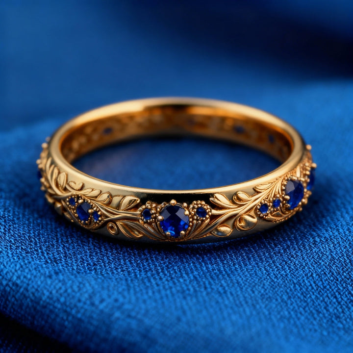 Anello Foglia in Zirconia Blu Fine Esotica